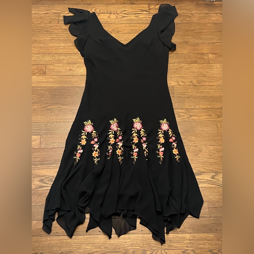 Petite Black and Floral Dress 12P